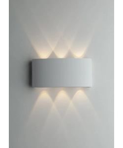 Applique a led "beetle" in alluminio bianco, 17x8x4 cm